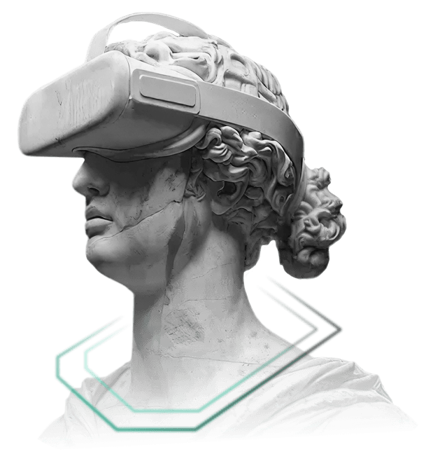 Estátua grega com óculos VR
